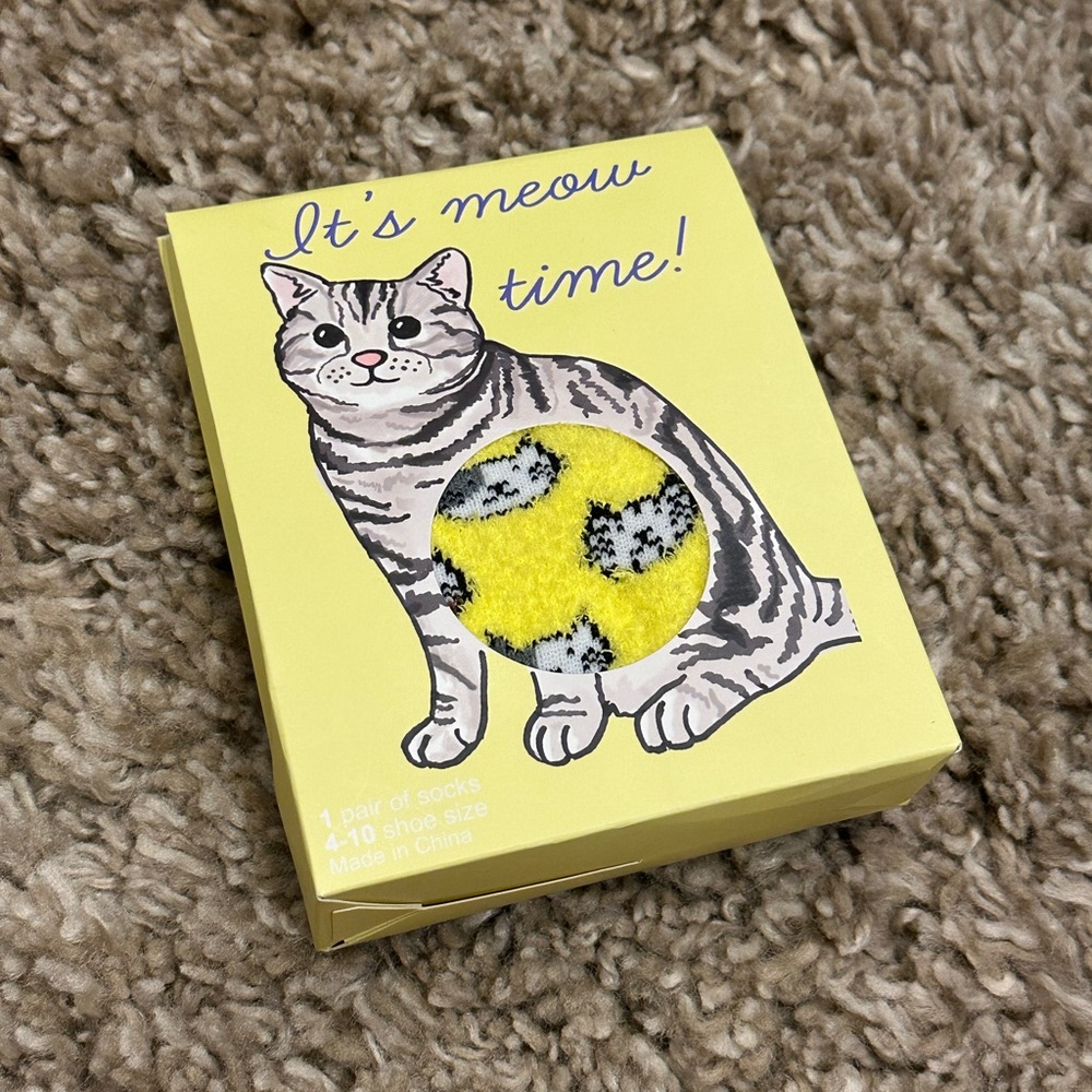 Meow Time Yellow Cat Socks